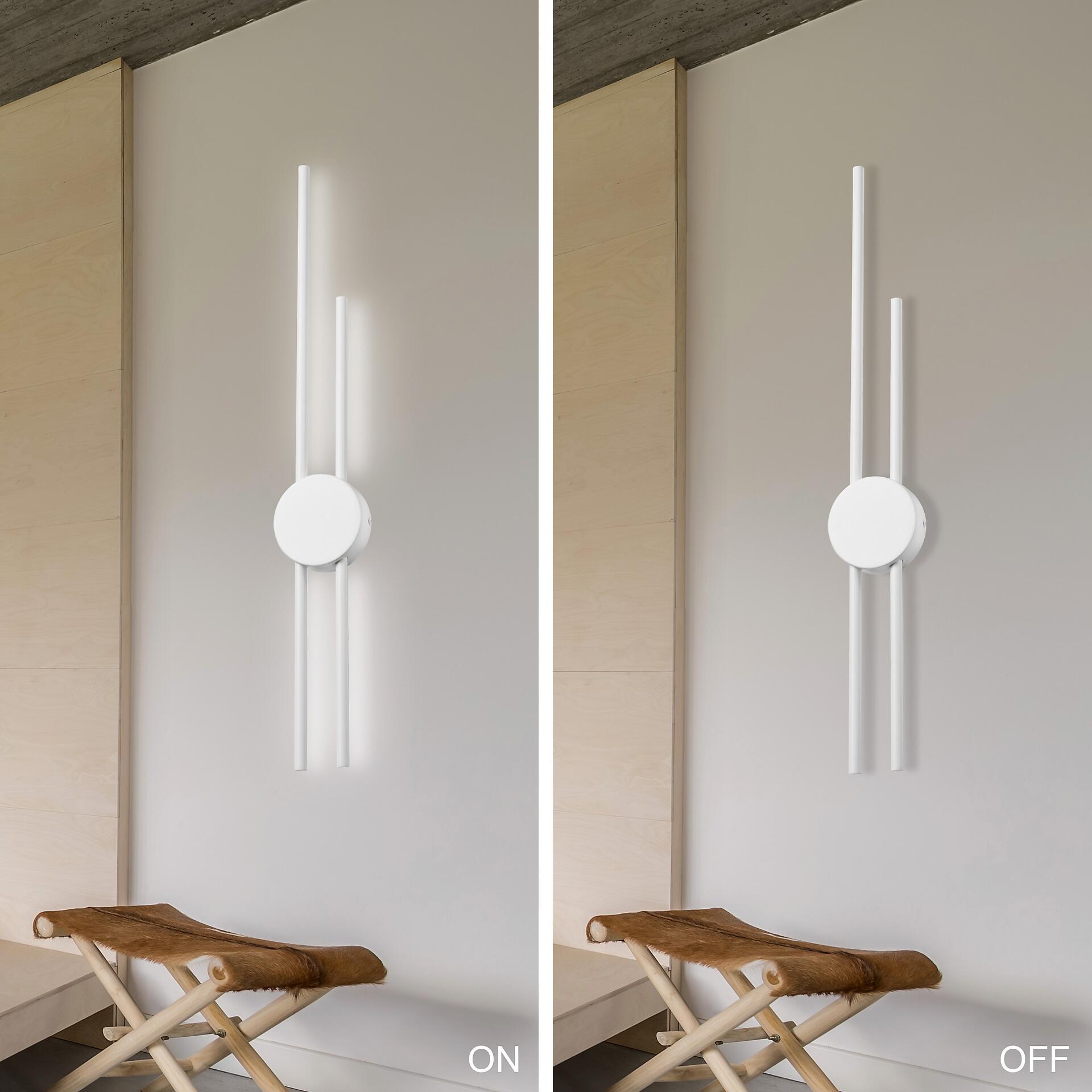 Lamkur LED-Wandleuchte weiß PVC Holz B/H/L: ca. 12x80x12 cm