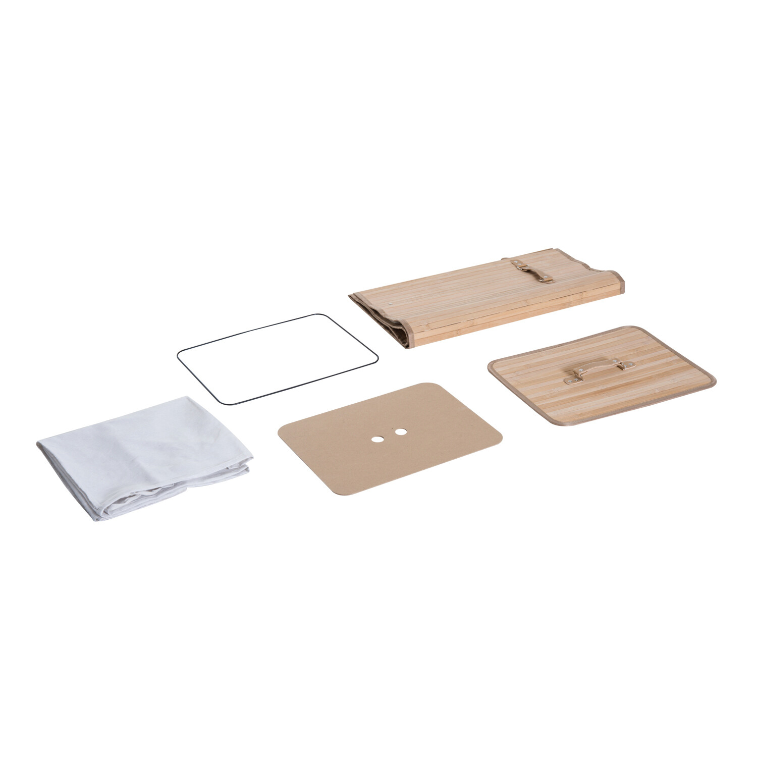 HOMCOM Wäschekorb mit 2 Tragegriffen natur Bambus Stoff Kunststoff B/H/L: ca. 30x60x40 cm