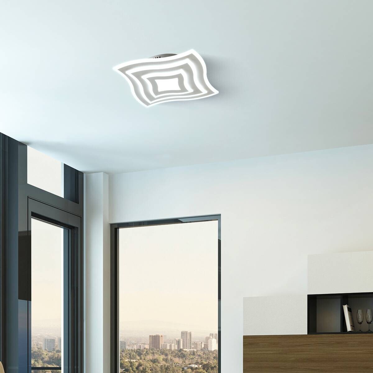 Fischer & Honsel LED-Deckenleuchte 20486 weiß Metall B/H/T: ca. 43x6x43 cm 1 Brennstellen