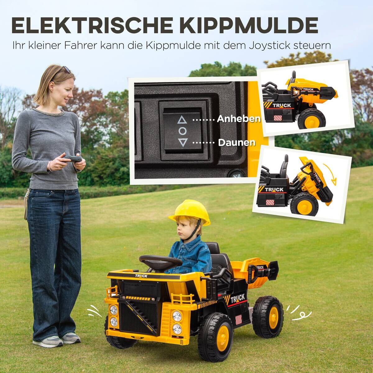 AIYAPLAY Elektrischer Traktor gelb B/H/L: ca. 63x53x97 cm