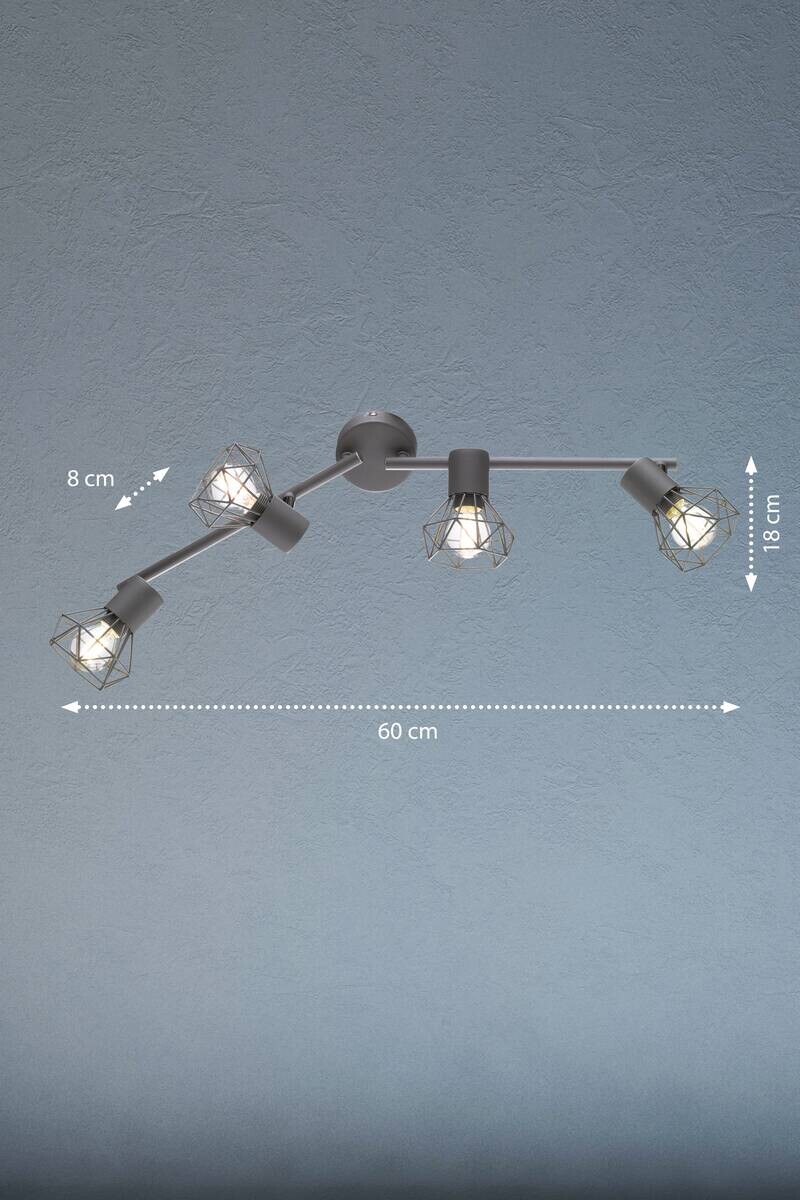 Fischer & Honsel Spot 22266 grau Chrom Metall B/H/T: ca. 60x18x8 cm E14 4 Brennstellen