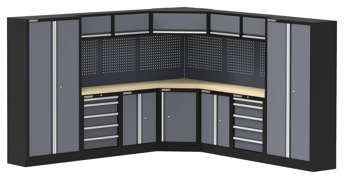 Werkstatteinrichtung Apollo schwarz B/H/L: ca. 628x200x46 cm