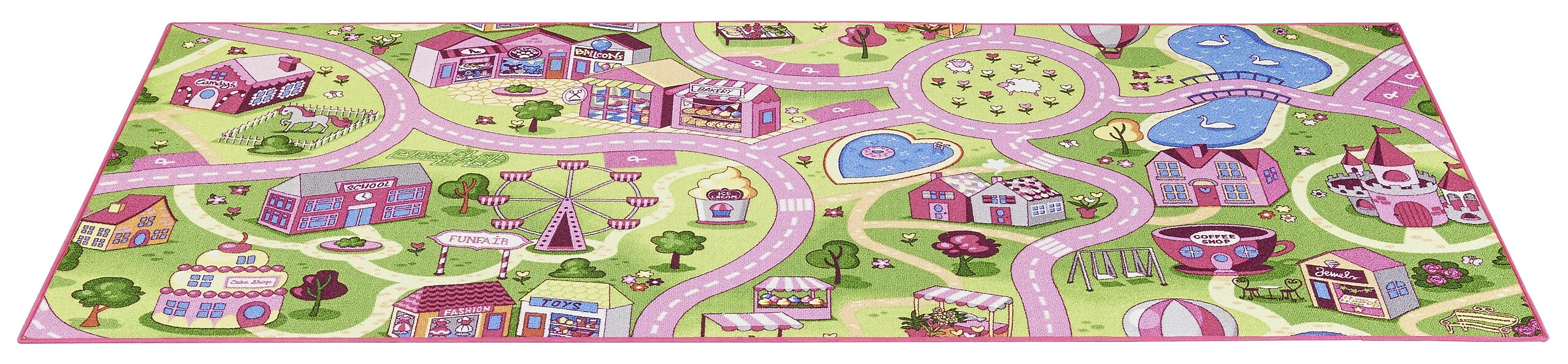 Kinderteppich Sweet Town pink B/L: ca. 95x200 cm