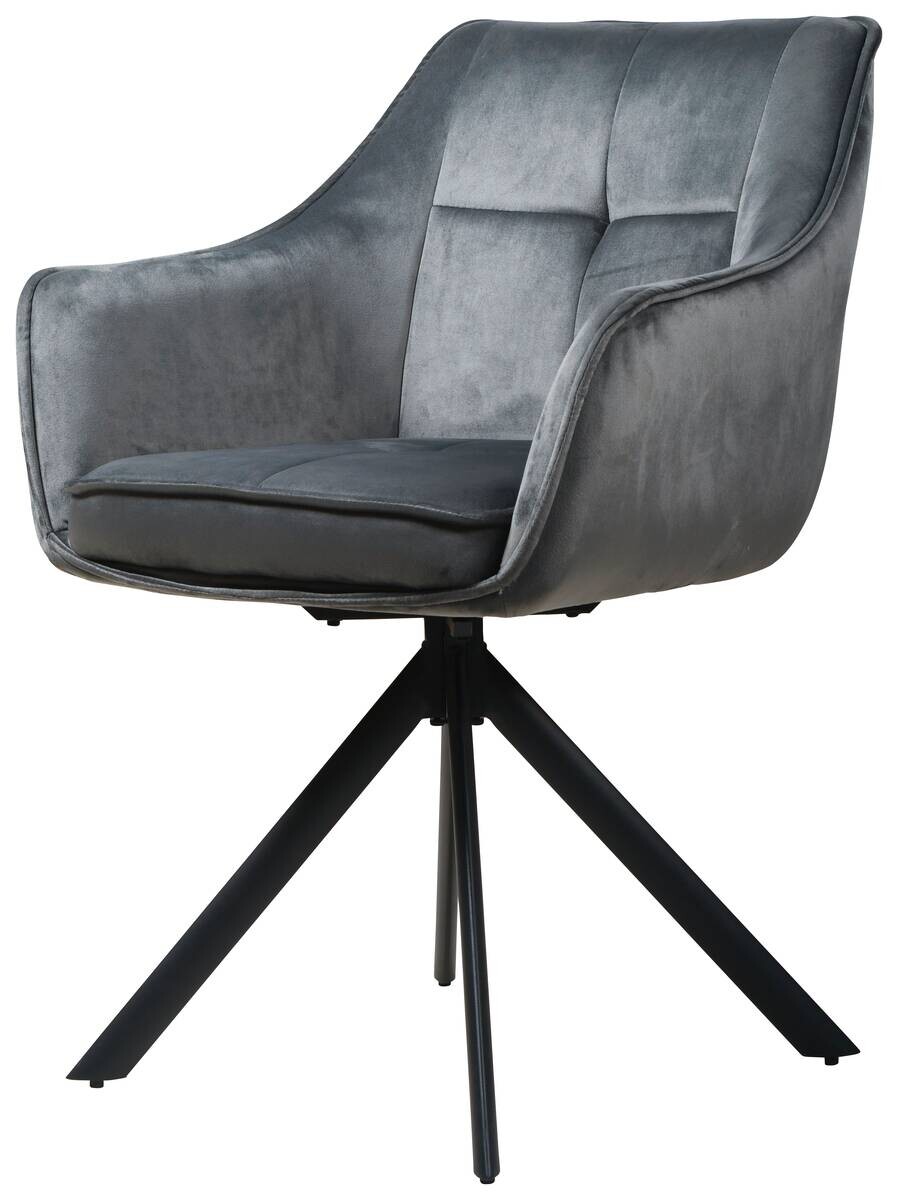 Armlehnstuhl Darwin dunkelgrau schwarz Samtoptik Metall B/H/T: ca. 61x95x60 cm Armlehnstuhl Darwin dunkelgrau schwarz Samtoptik Metall B/H/T: ca. 61x95x60 cm