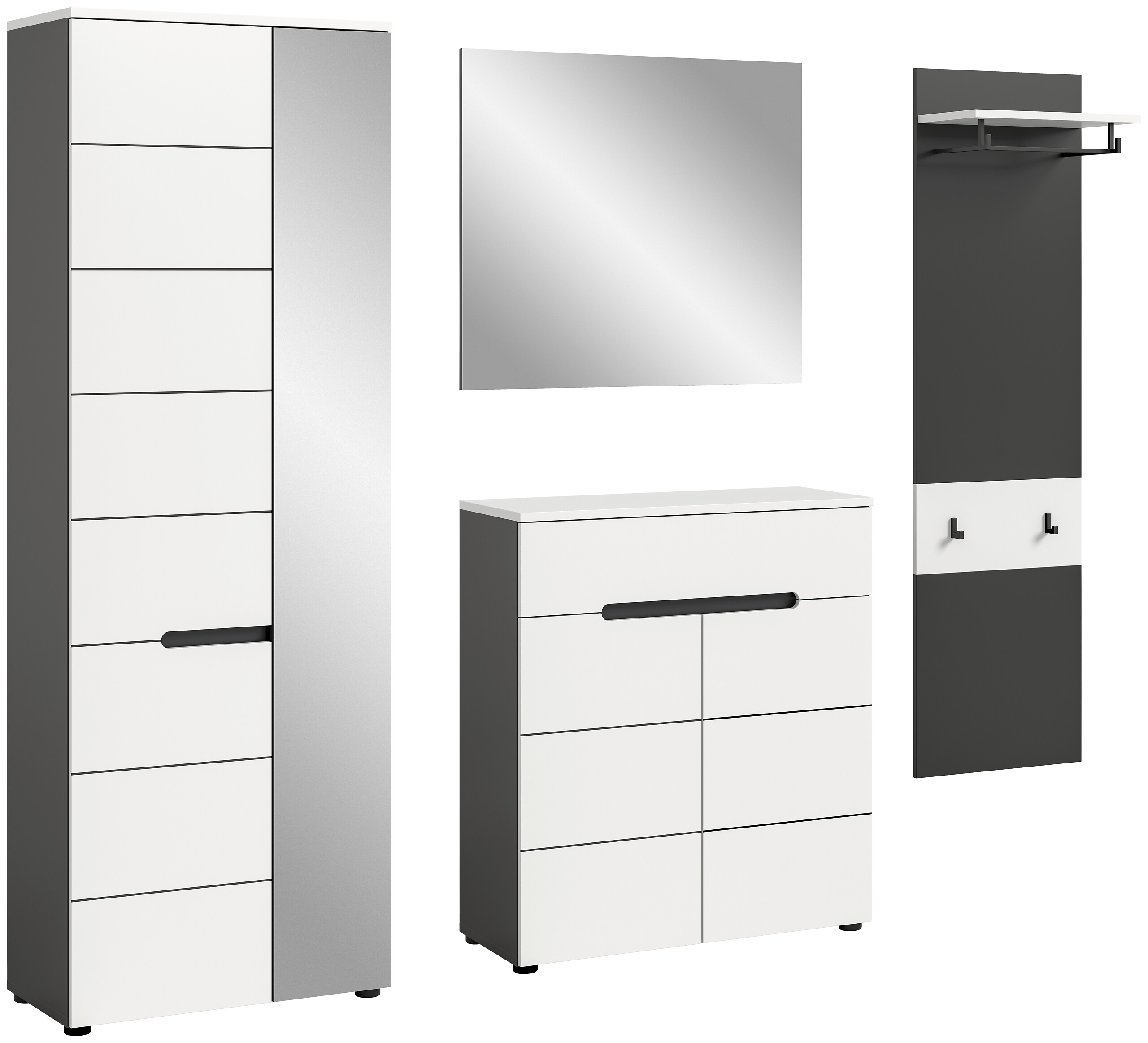 Garderobe Canu basaltgrau Nachbildung weiß B/H/T: ca. 220x190x37 cm