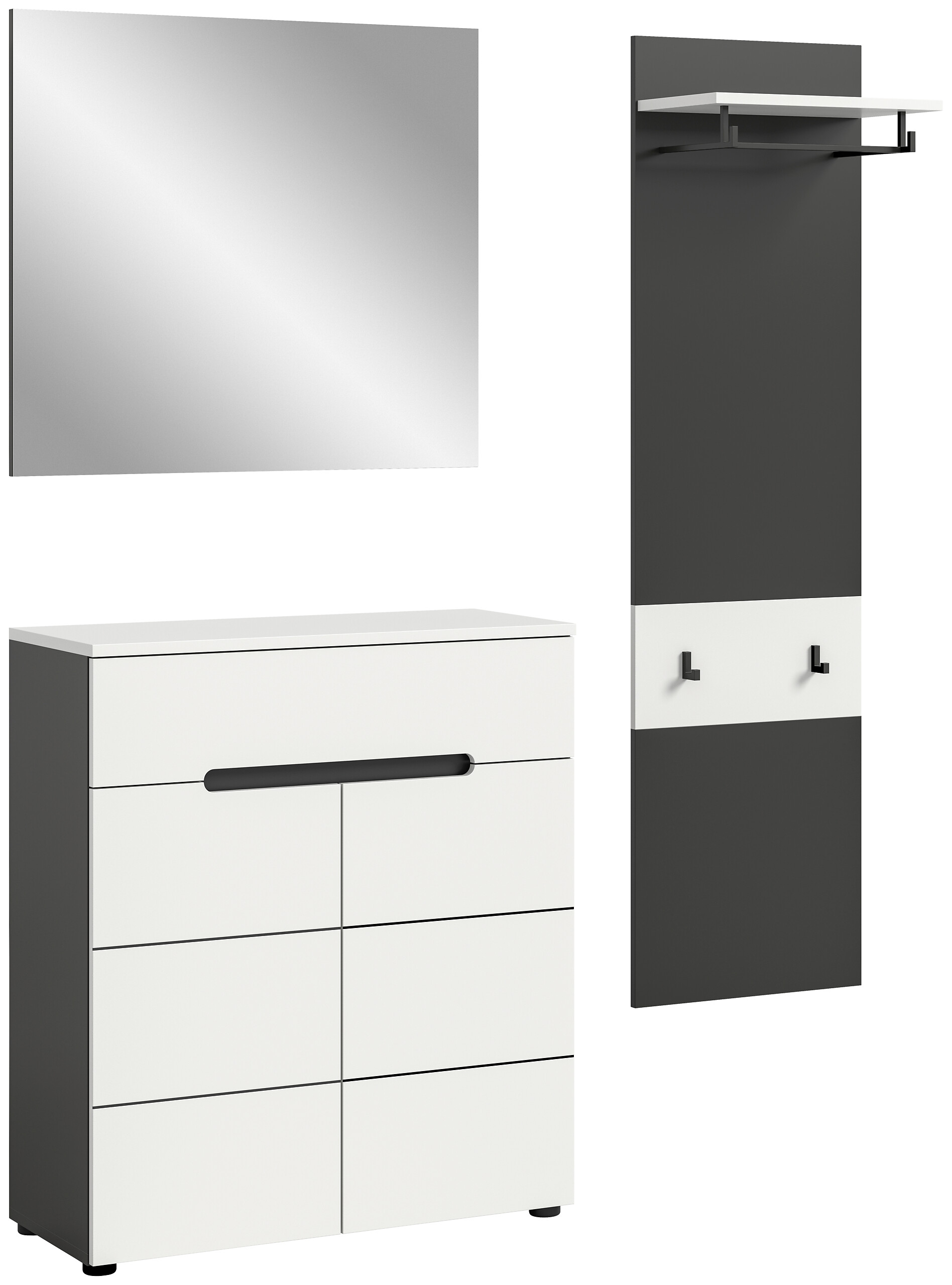 Garderobe Canu basaltgrau Nachbildung weiß B/H/T: ca. 140x190x37 cm Garderobe Canu basaltgrau Nachbildung weiß B/H/T: ca. 140x190x37 cm