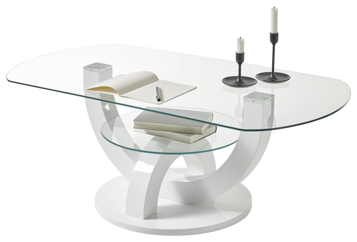 Glascouchtisch Boston weiß glasklar B/H/T: ca. 110x40x60 cm