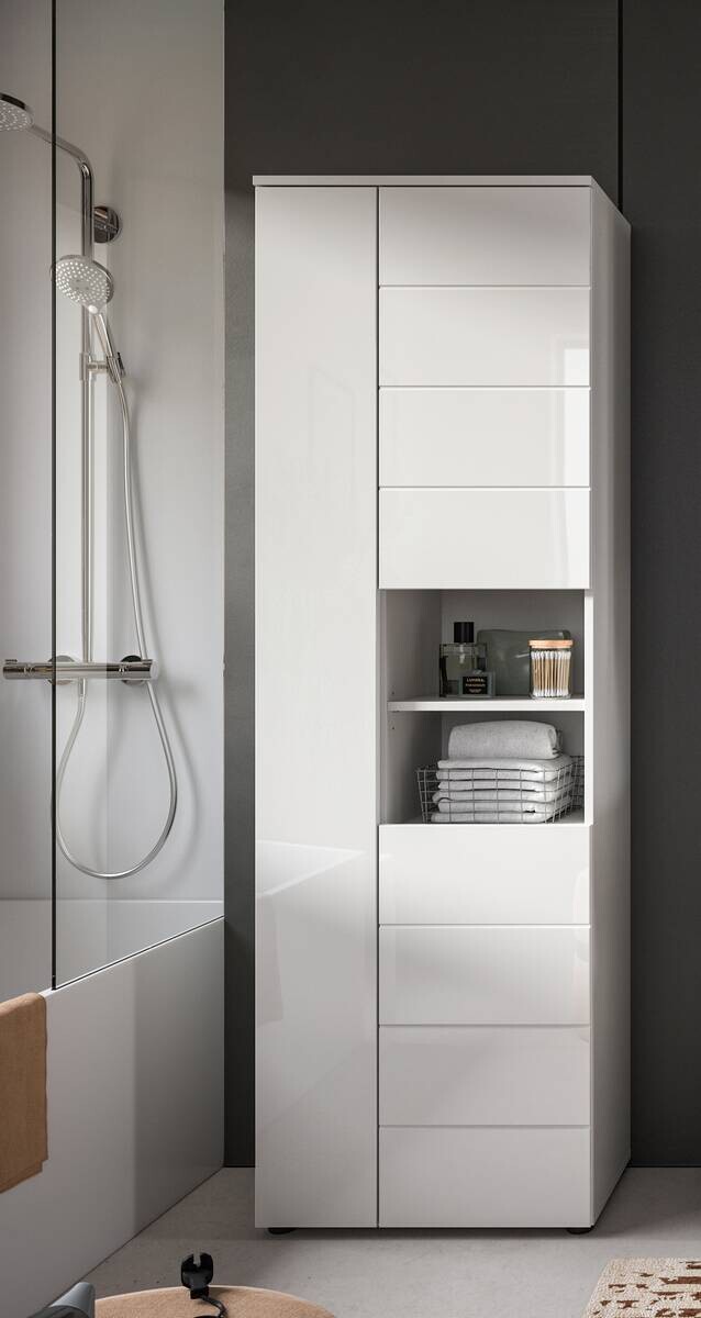 Badhochschrank VIRA weiß weiß Hochglanz B/H/T: ca. 60x190x34 cm