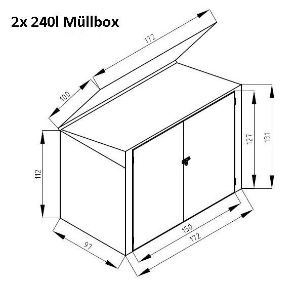 Westmann Mülltonnenbox 5x3 anthrazit B/H/T: ca. 172x131x100 cm