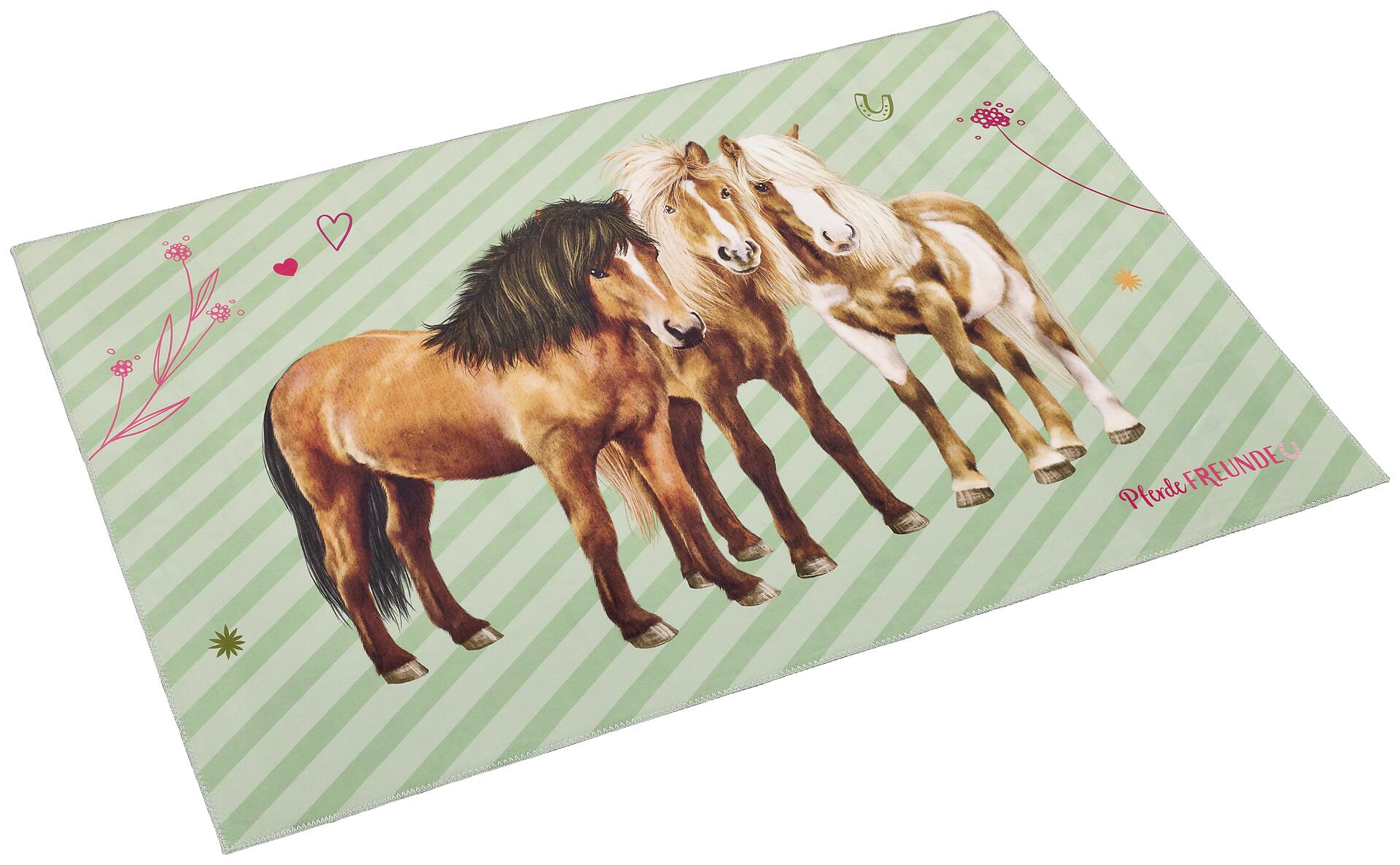 Pferde Freunde Kinderteppich grün B/L: ca. 100x160 cm