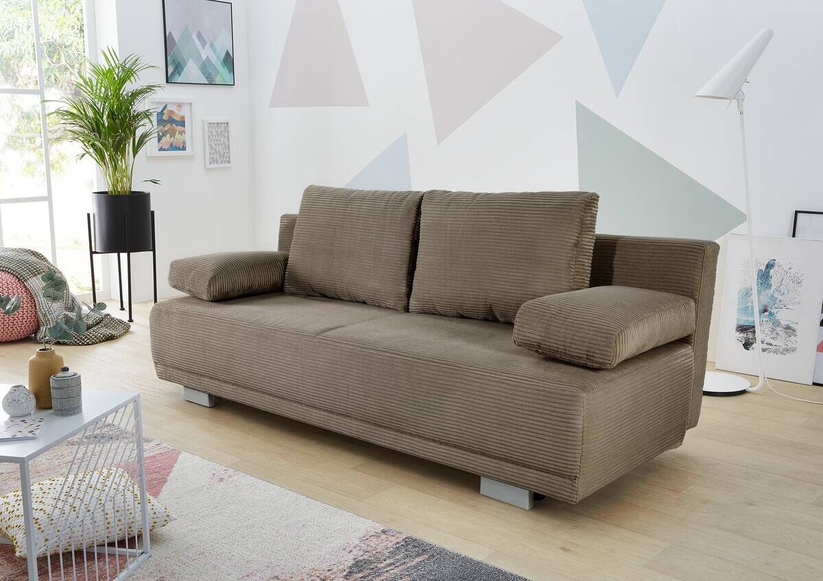 Schlafsofa taupe Microfaser B/H/T: ca. 196x78x82 cm