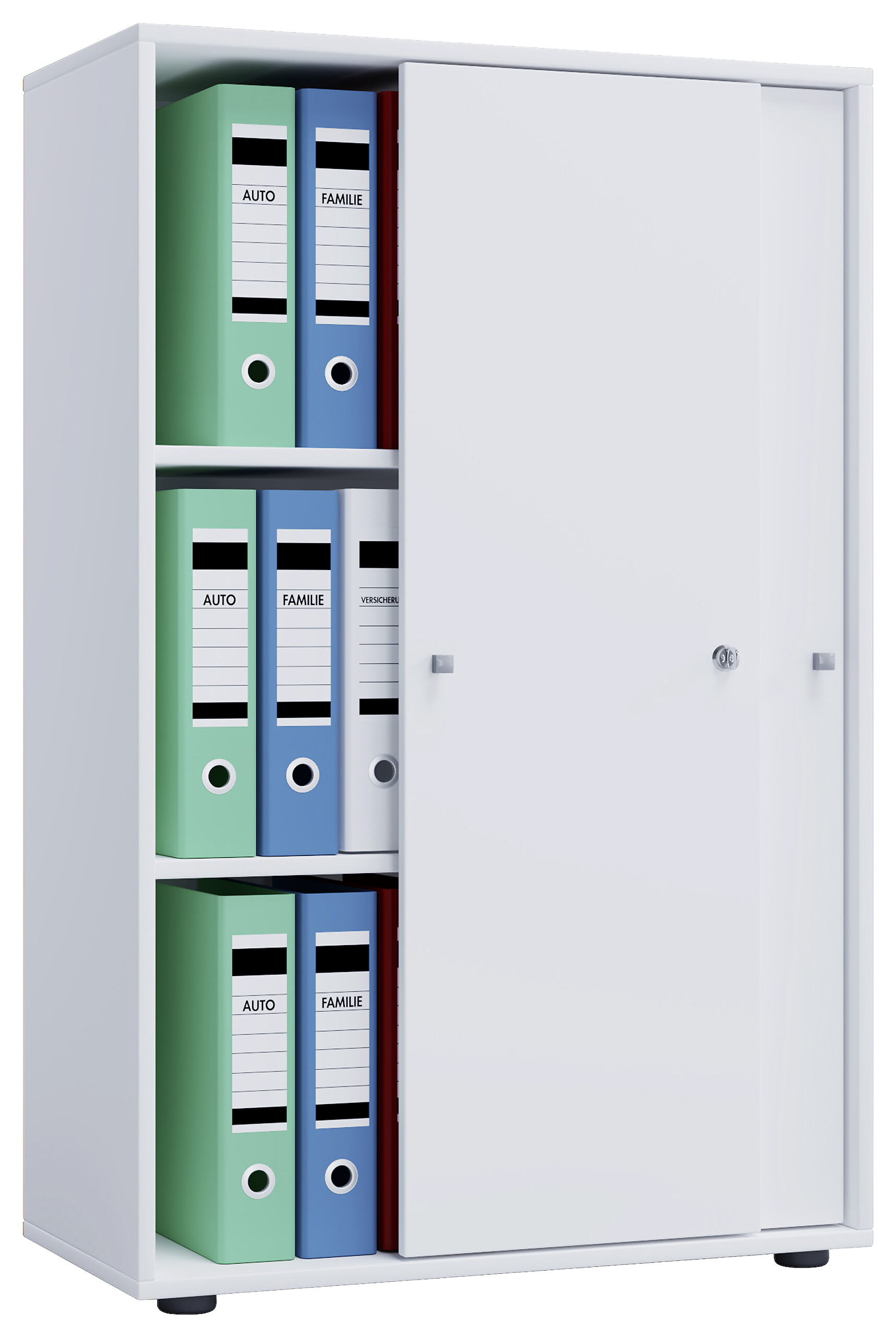Büroschrank Lona XL mit Schiebetüren weiß B/H/T: ca. 70x110x37 cm