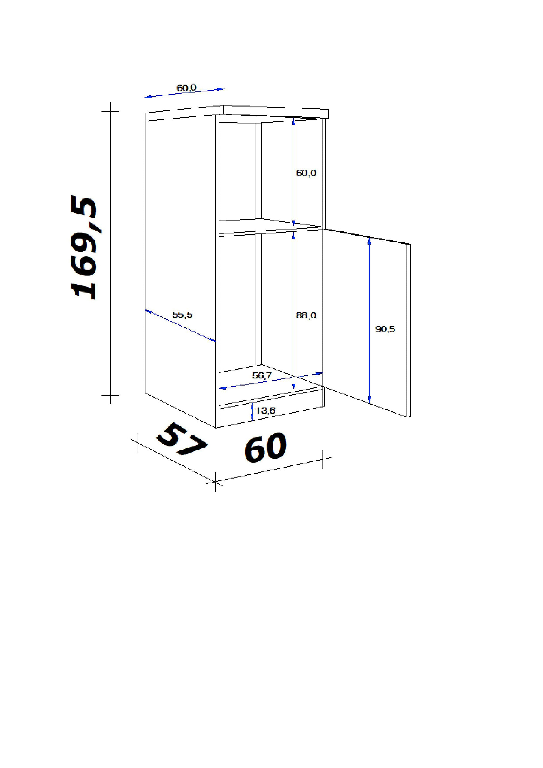 Kühlumbauschrank Elva anthrazit B/H/T: ca. 60x169,5x60 cm Kühlumbauschrank Elva anthrazit B/H/T: ca. 60x169,5x60 cm