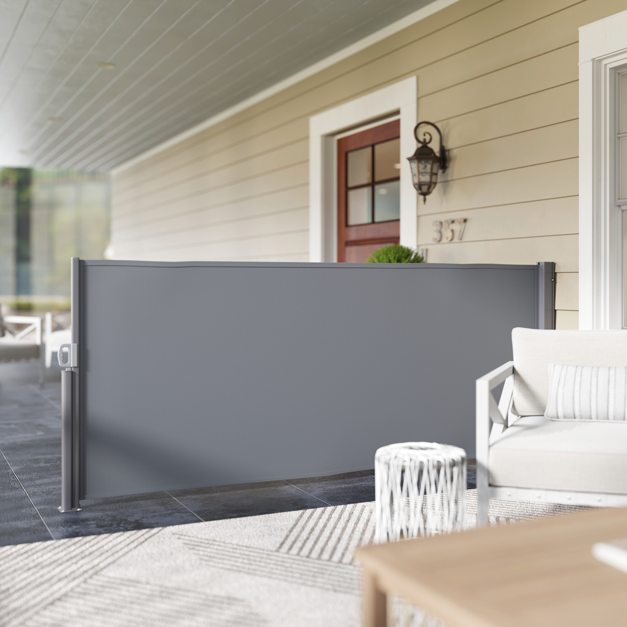 Outsunny Seitenmarkise dunkelgrau Polyester B/H/L: ca. 1x140x300 cm