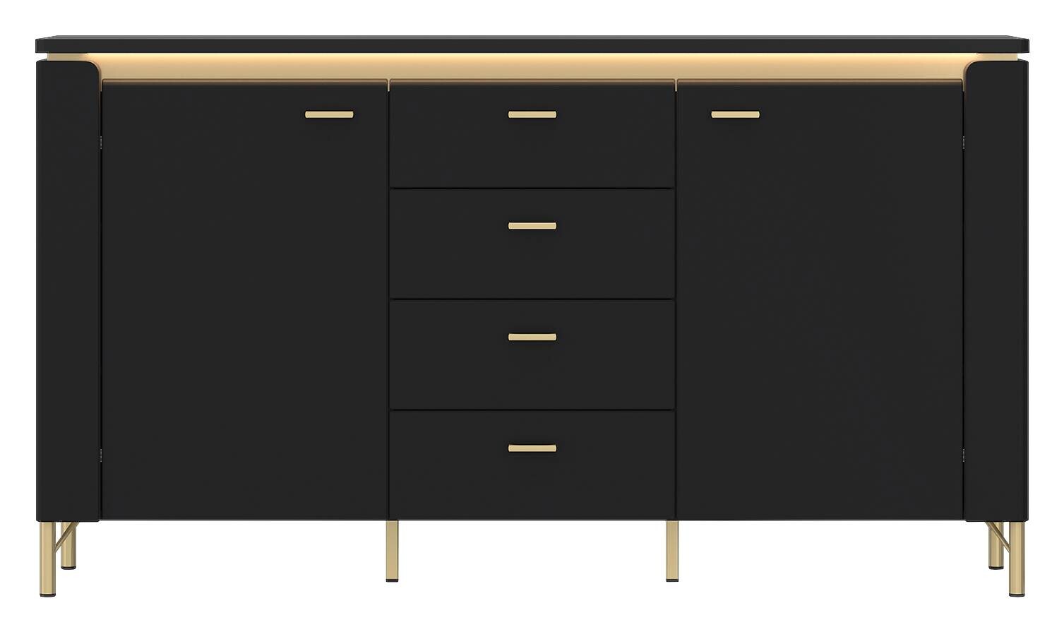 Sideboard Norica schwarz matt gold Optik B/H/T: ca. 155x87x40 cm