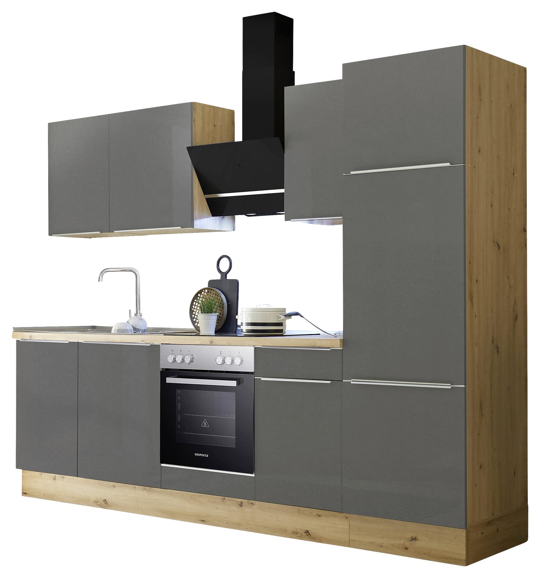 Respekta Küchenblock Marleen grau matt B/H/T: ca. 280x211x60 cm