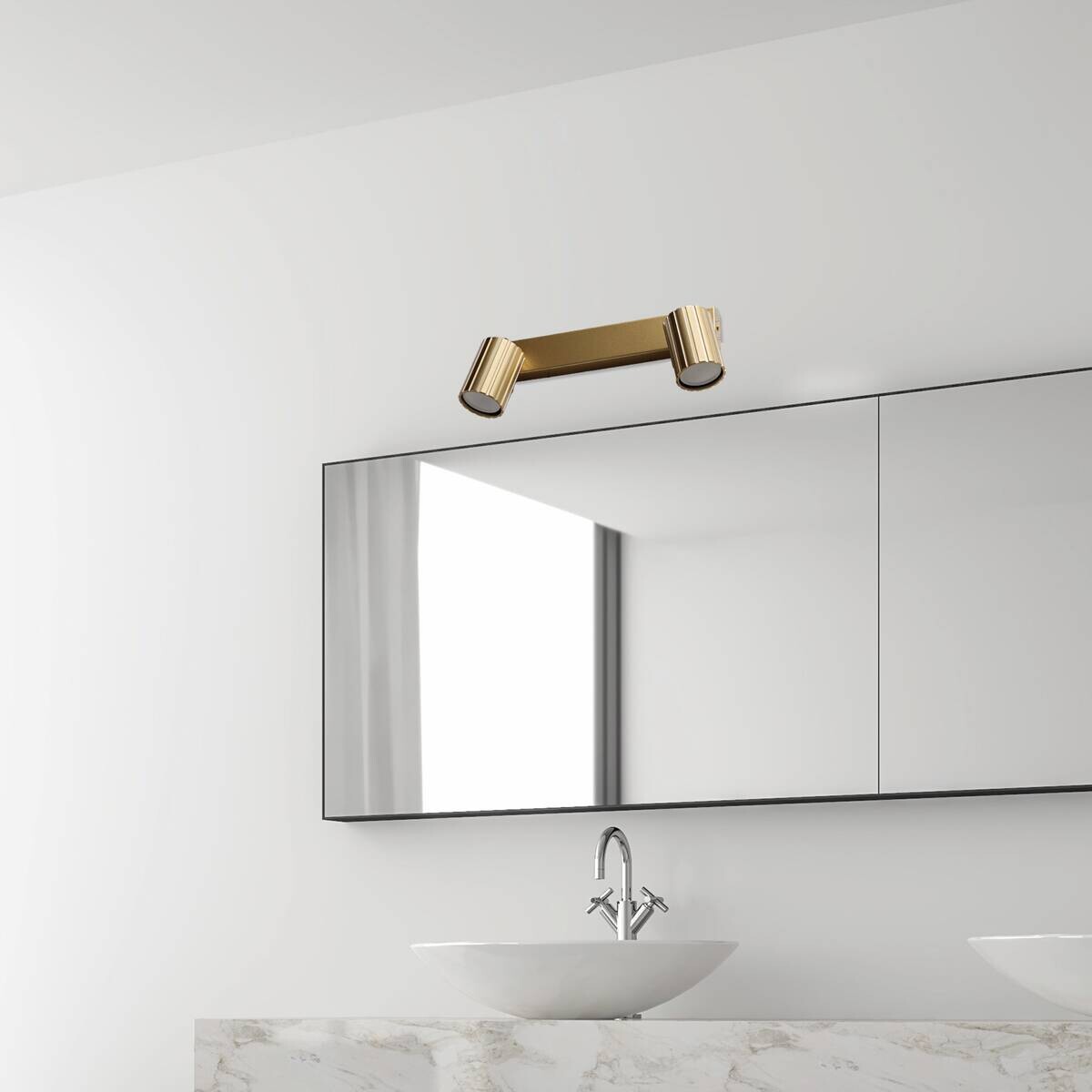 Lamkur Strahler Prisma gold Stahl B/H/L: ca. 6,5x16,5x30 cm 2 Brennstellen