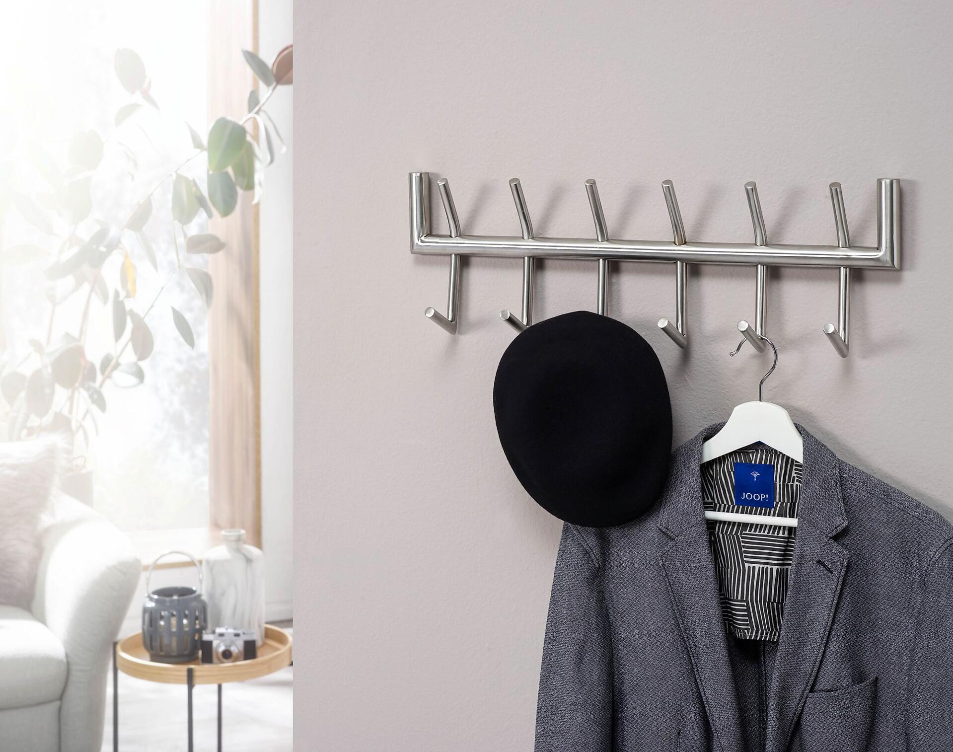 Garderobe Stahl poliert B/H/T: ca. 60x19x10 cm