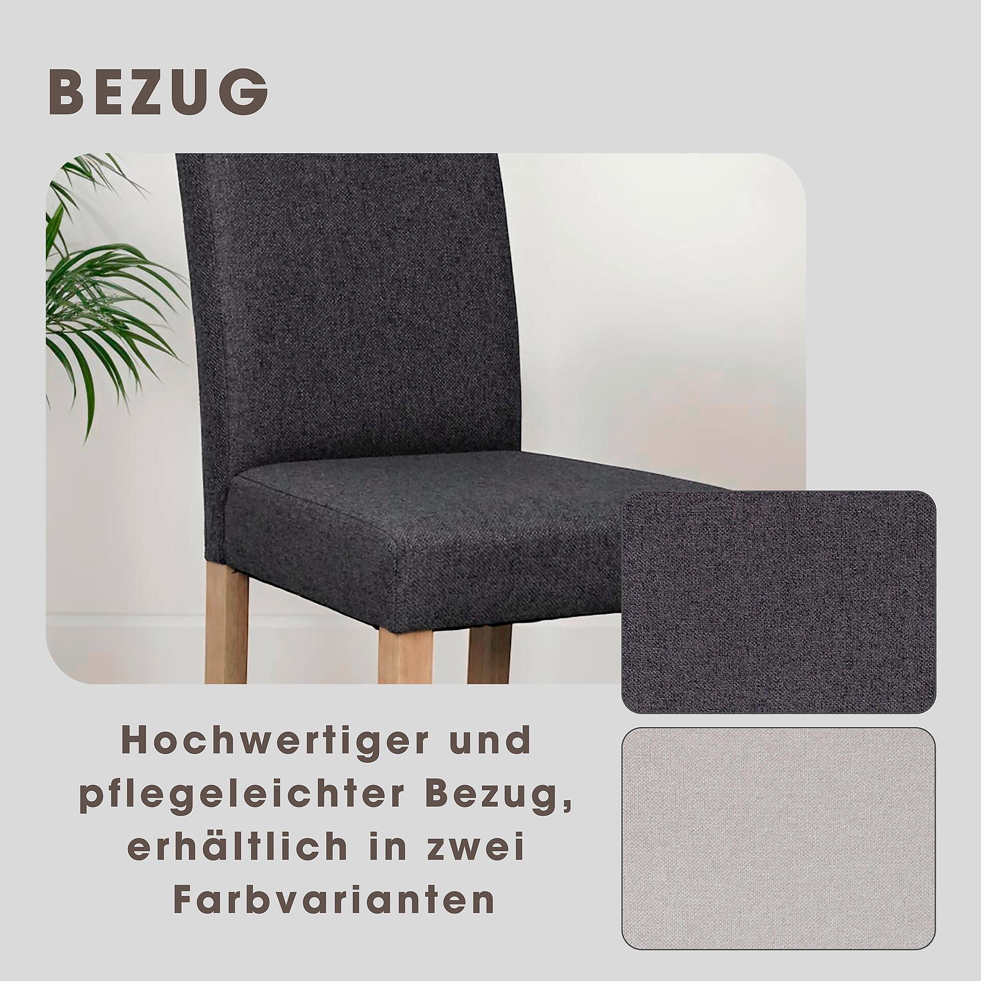 Stuhl ELIAS, 2er-Set dunkelgrau natur Stoff B/H/T: ca. 47x99,5x60 cm