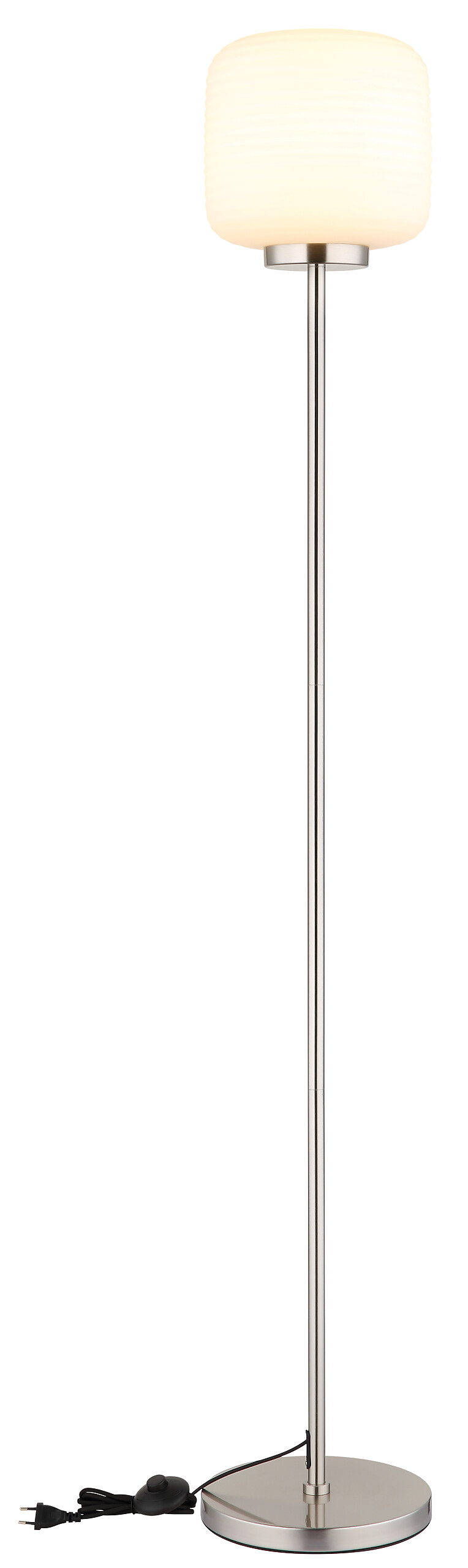 GLOBO Stehleuchte nickel matt Opal schwarz Glas Metall H/T/D: ca. 157x36x24 cm 1 Brennstellen