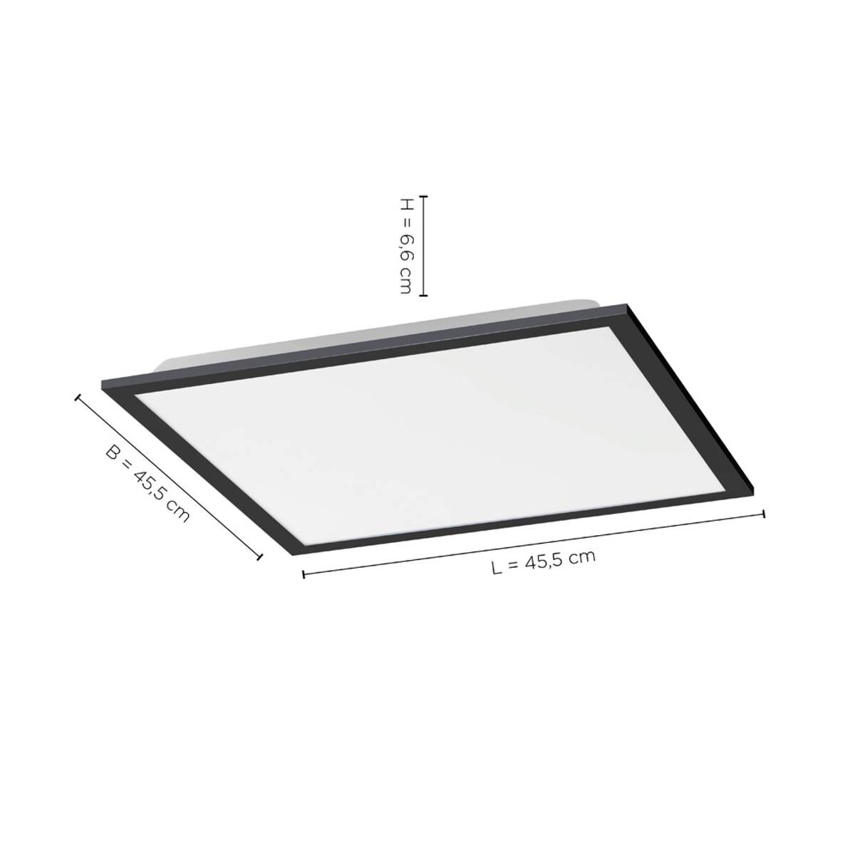 Just Light LED-Deckenpanel FLAT 14755-18 schwarz weiß Kunststoff Metall B/H/T: ca. 44,5x7x44,5 cm 1 Brennstellen