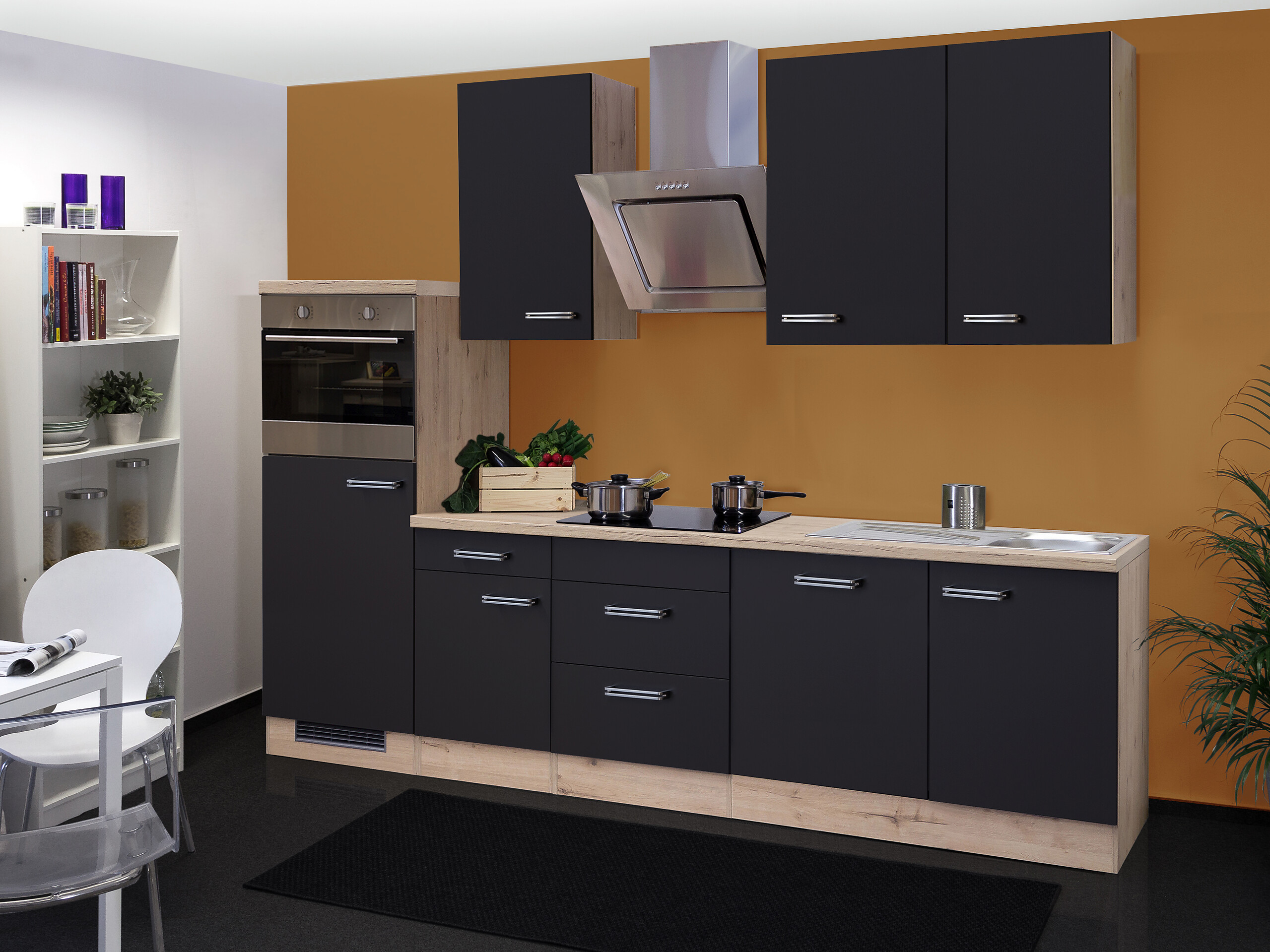 Küchenblock Elva anthrazit strukturiert B/H/T: ca. 280x234x60 cm