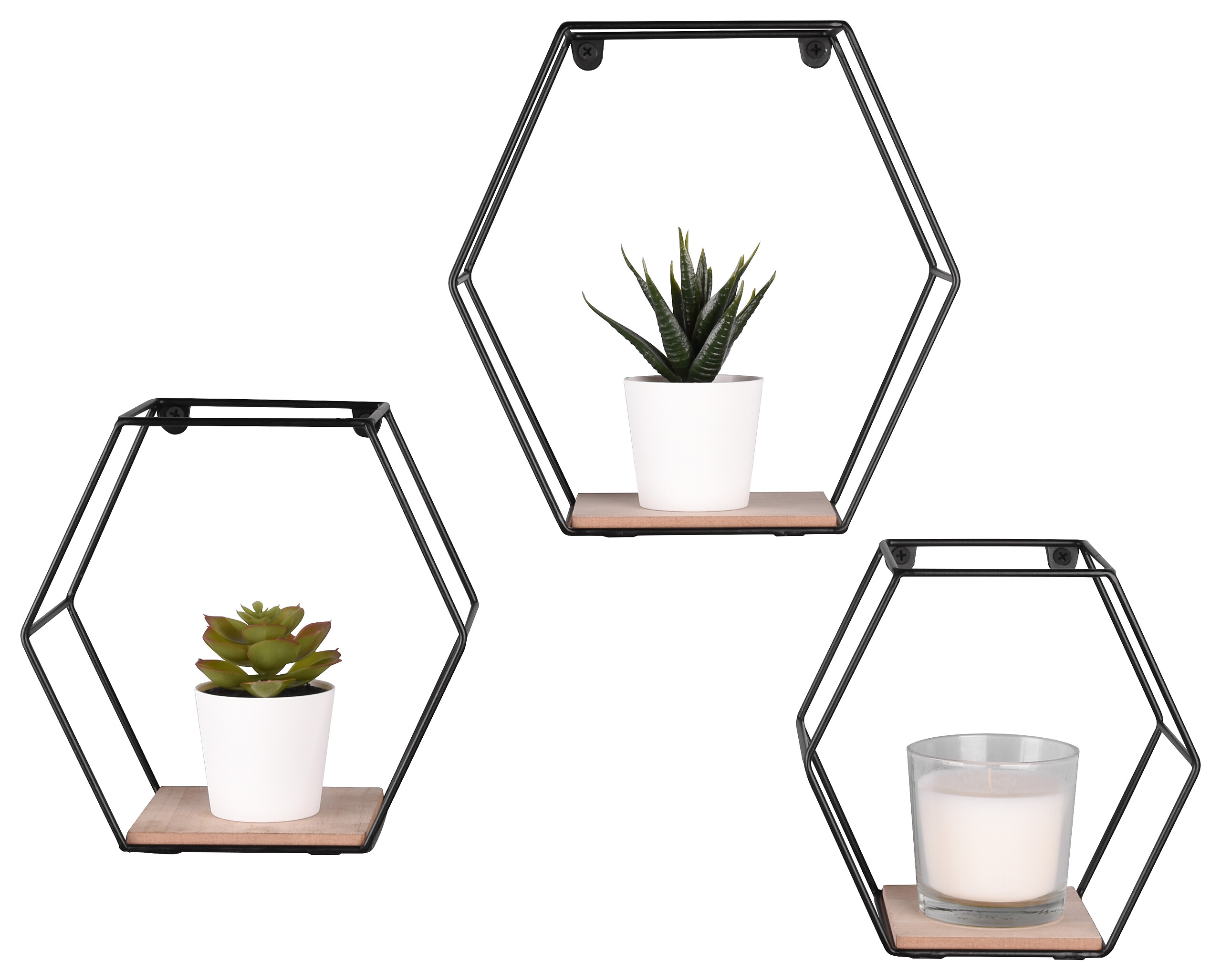 Wandregal CHIARA, 3-teilig schwarz B/H/T: ca. 22x22x11 cm