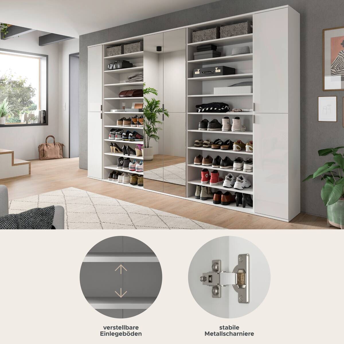 Garderobe PROJEKT X weiß weiß Hochglanz B/H/T: ca. 262x191x37 cm