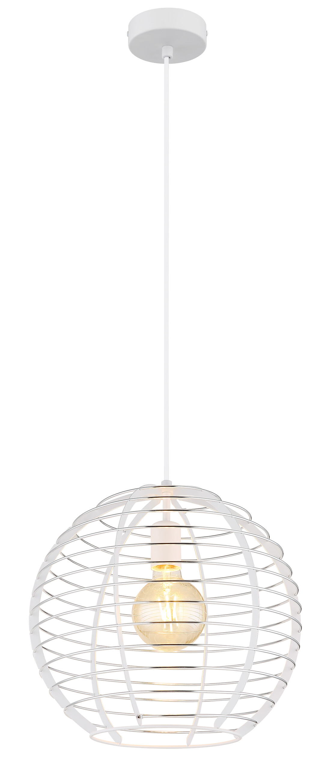 GLOBO Hängeleuchte Chrom weiß Metall Aluminium B/H/L: ca. 40x39,5x40 cm E27 1 Brennstellen