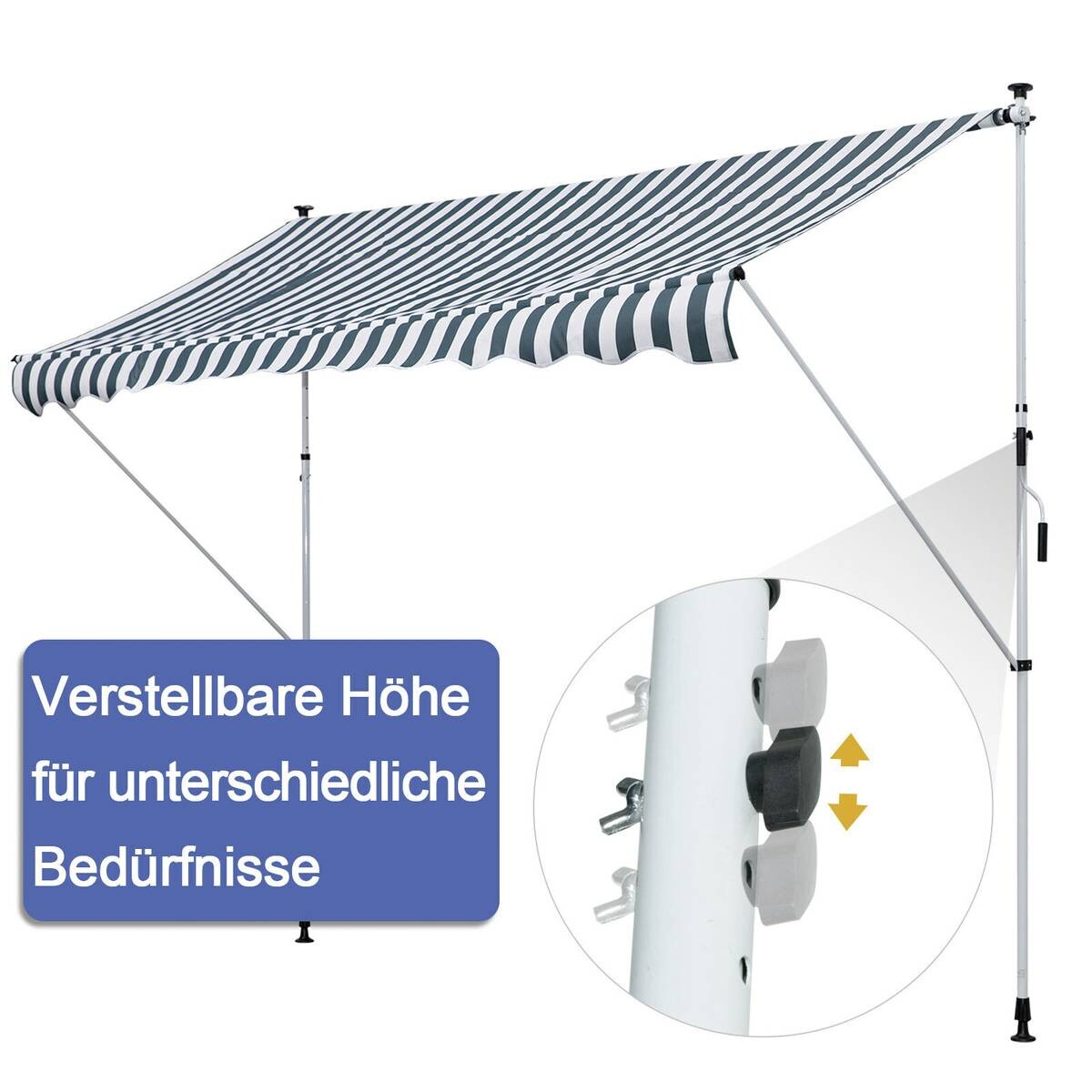 Outsunny Markise grün B/H/L: ca. 150x280x300 cm