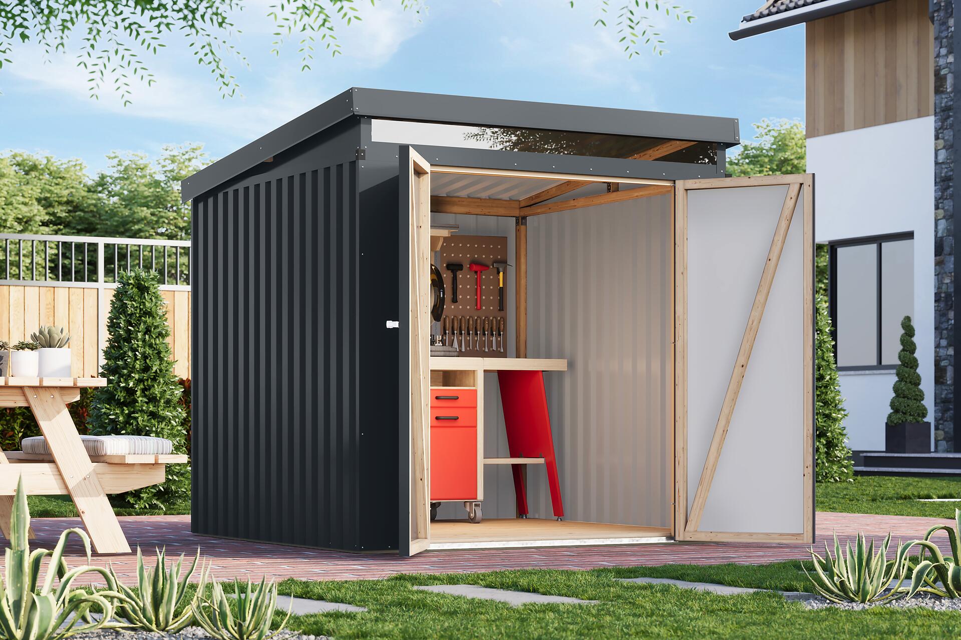 Karibu Gartenhaus Indra 2 anthrazit B/H/T: ca. 206x213x206 cm