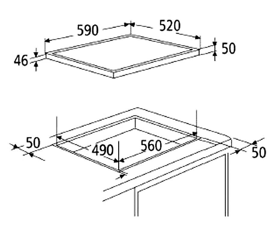 PKM Glaskeramikkochfeld KF4 G B/H/T: ca. 59x5,1x52 cm