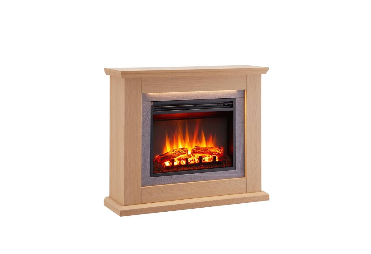 Balderia Elektrischer Kamin Kamin hellbraun MDF B/H/T: ca. 100x84x25 cm