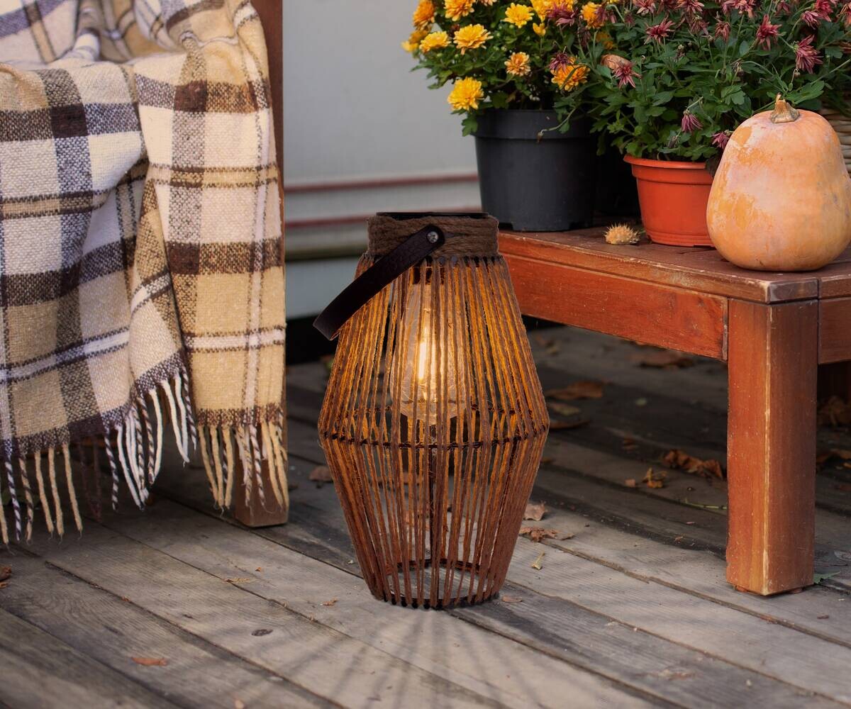 LED-Solarleuchte Korbinian 5293127 natur Kunststoff Metall B/H/L: ca. 18x30x18 cm