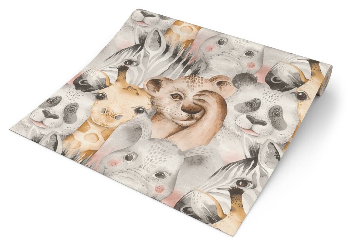 Papiertapete Zootiere bunt B/L: ca. 53x1005 cm