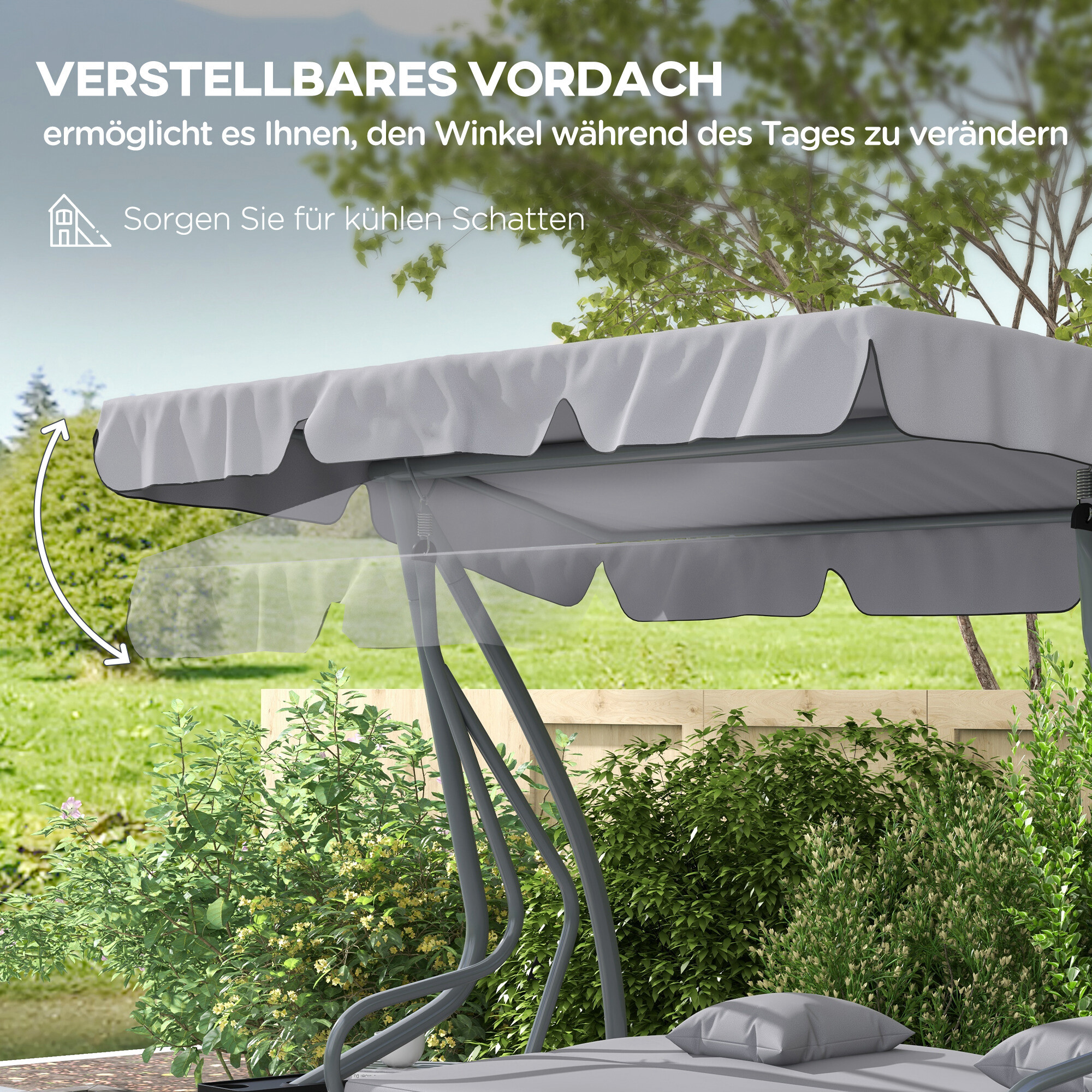 Outsunny Hollywoodschaukel hellgrau Polyester-Mischgewebe B/H/L: ca. 120x164x200 cm