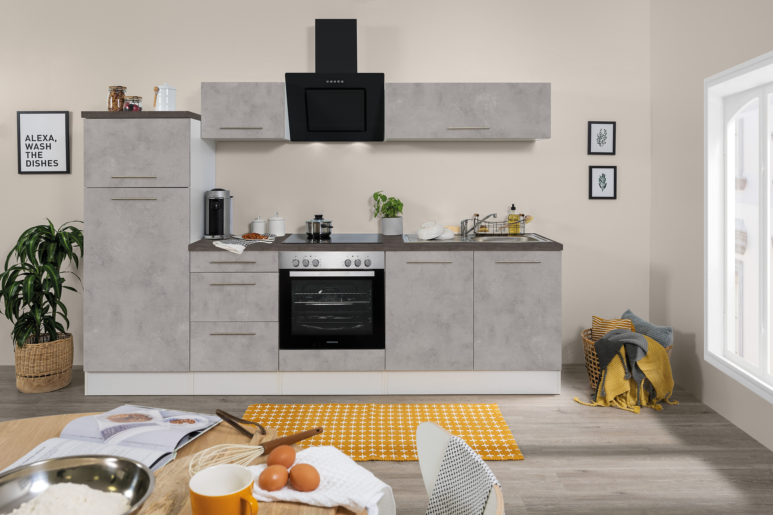 Respekta Küchenblock Amanda Beton Optik B/H/T: ca. 210x200x60 cm