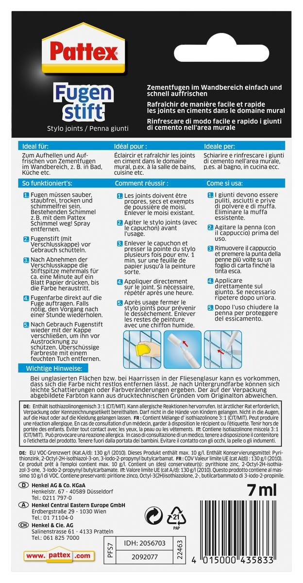 Pattex Fugenstift weiß ca. 0,007 l
