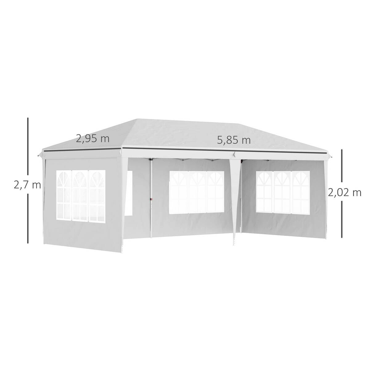 Outsunny Faltpavillon weiß Polyester-Mischgewebe B/H/L: ca. 295x270x585 cm