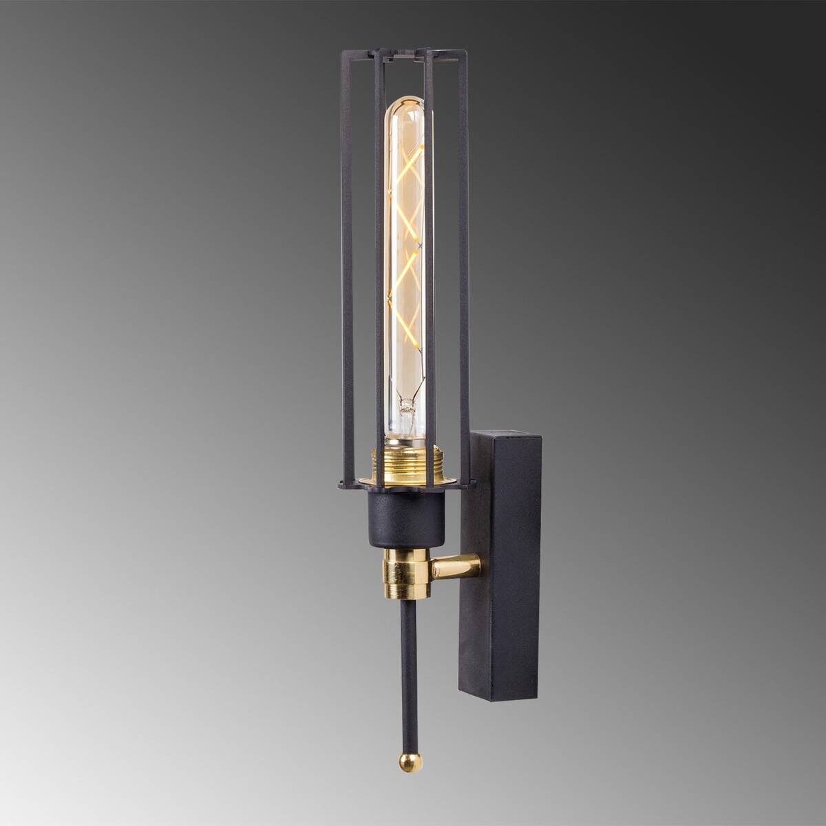 Opviq Wandleuchte schwarz gold Metall B/H/L: ca. 10x36x8 cm E27 1 Brennstellen
