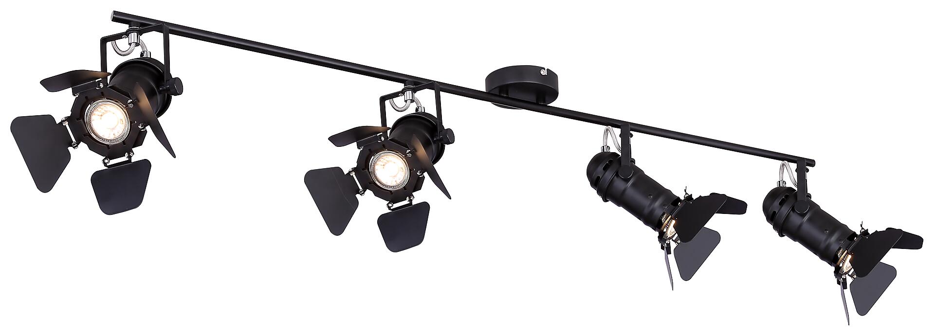 GLOBO Spotschiene Egon schwarz Metall B/H/L: ca. 16x27x111 cm GU10 4 Brennstellen