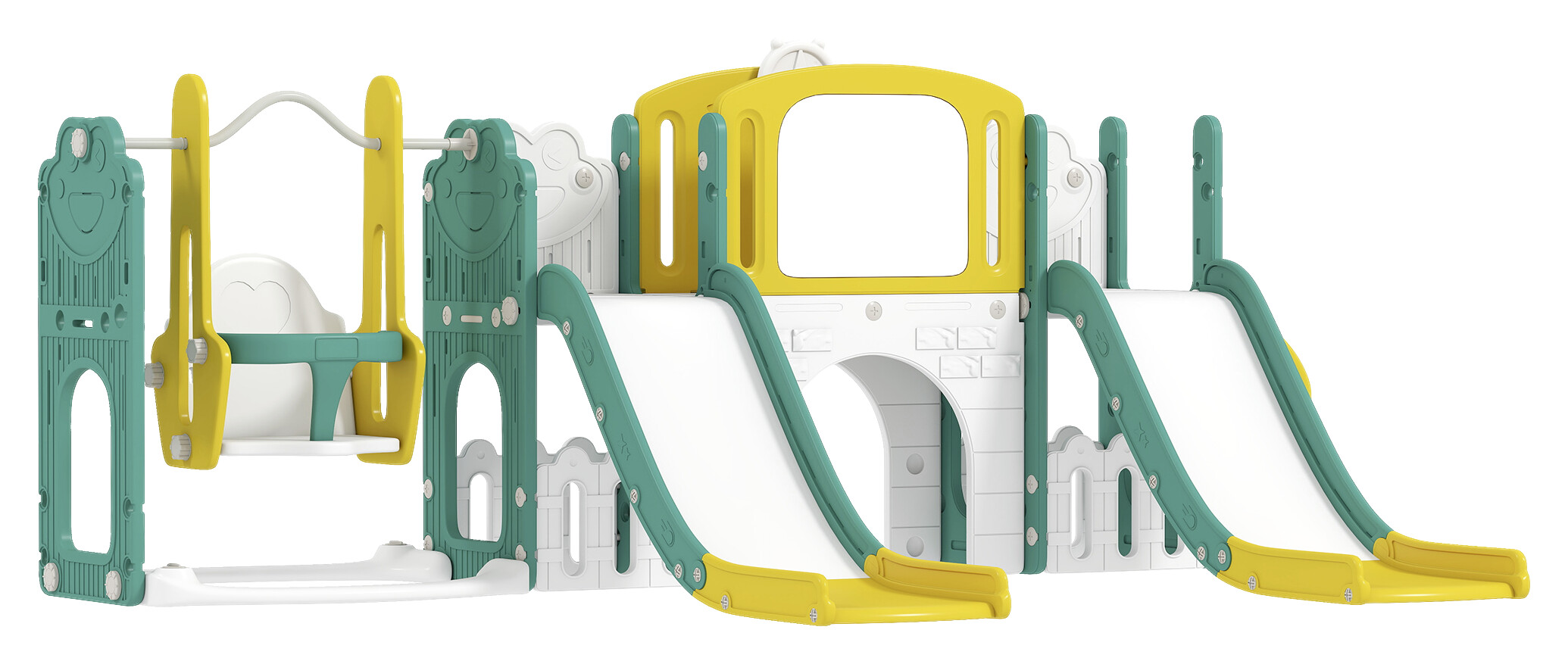 AIYAPLAY Kinderschaukel & Kinderrutsche Set gelb B/H/L: ca. 150x94x250 cm