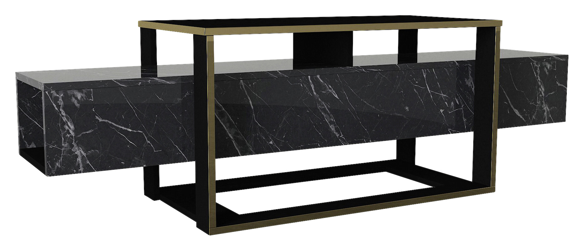 TV-Lowboard Bianco Marmoroptik B/H/T: ca. 160x49,8x46,1 cm