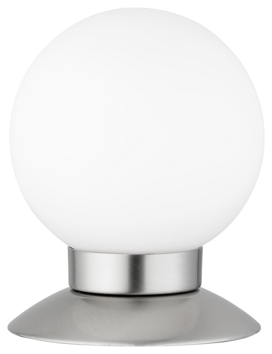 Reality Tischleuchte Princess nickel matt weiß Metall Glas H/D: ca. 13x10 cm