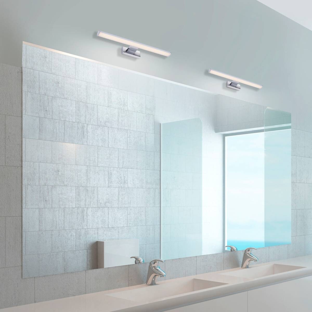 Just Light LED-Spiegelleuchte MATTIS 11133-17 weiß Chrom Kunststoff B/H/T: ca. 12,1x4,2x60 cm 1 Brennstellen