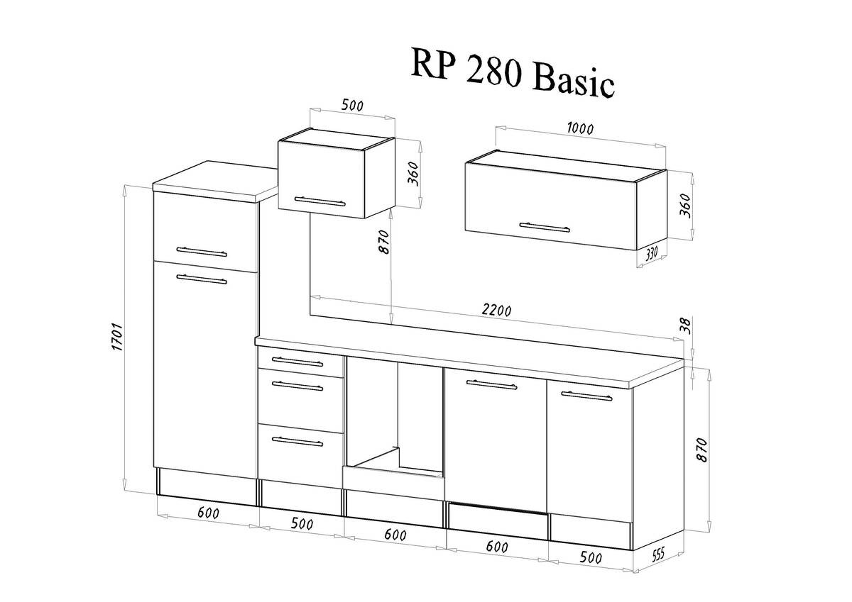 Respekta Küchenblock Amanda Beton Optik B/H/T: ca. 280x200x60 cm