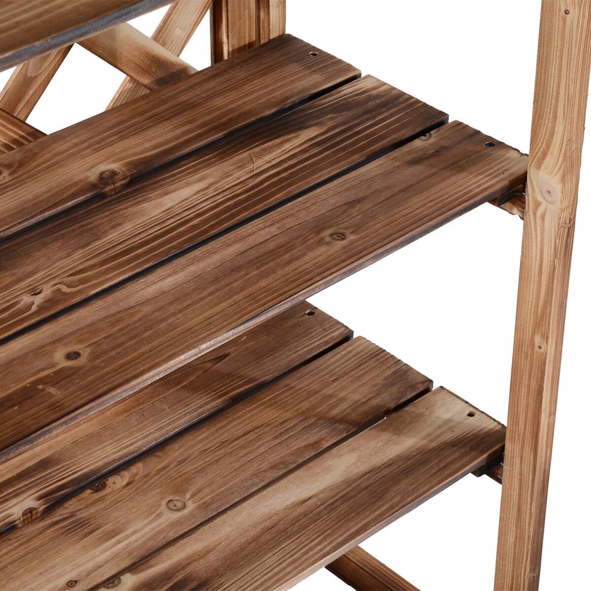 Outsunny Pflanzentreppe natur Holz B/H/L: ca. 38x120x75 cm