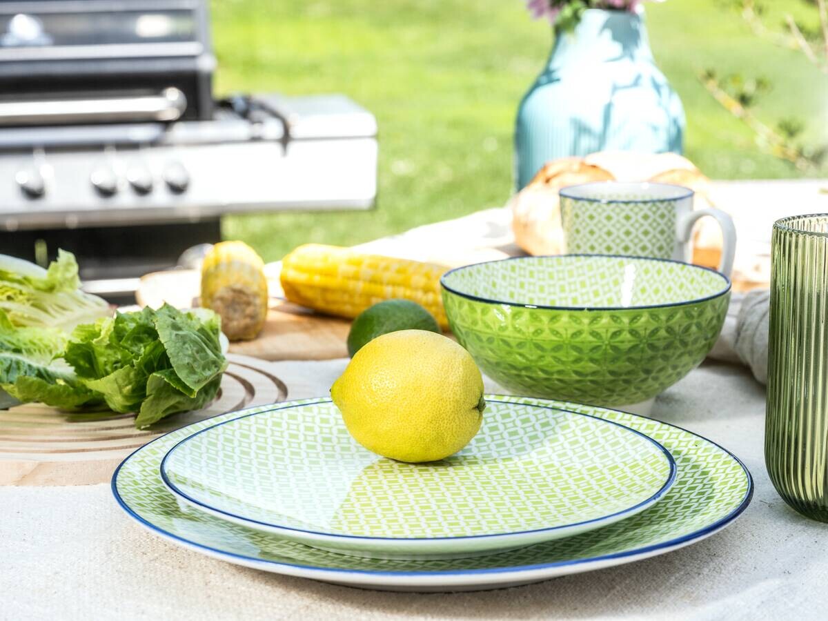 CreaTable Kombiservice Mediterran Grün, grün Steinzeug 16 tlg.