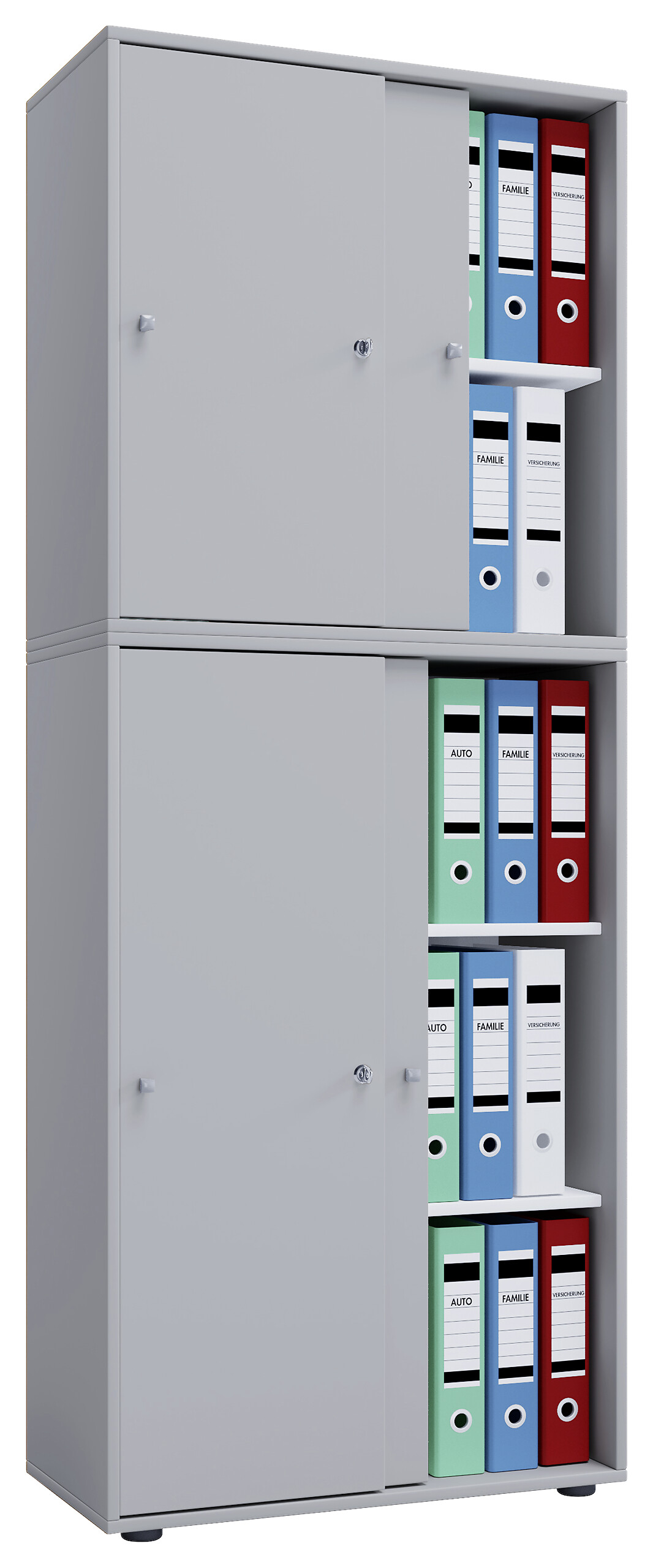 Büroschrank Lona XXL mit Schiebetüren grau weiß