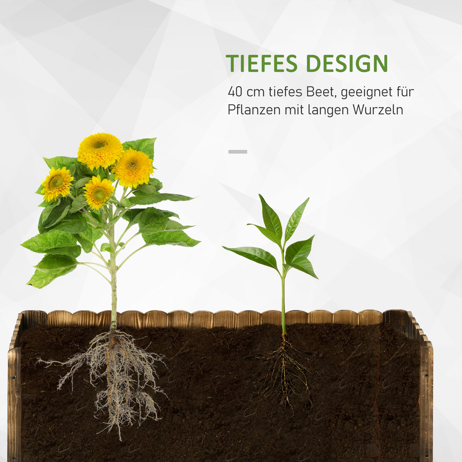 Outsunny Hochbeet mit Holzplatte natur Holz B/H/L: ca. 40x40x120 cm